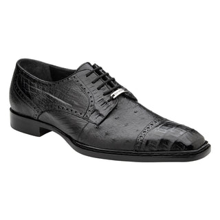 Belvedere Martino R104 Men's Shoes Exotic Caiman Crocodile / Ostrich Classic Derby (BV3190)-AmbrogioShoes