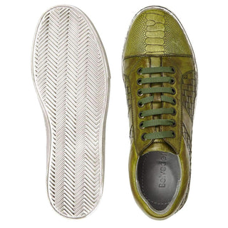 Belvedere Mens Ecco Antique Emerald Woven Leather & Ostrich Sneakers Y11 (BV2609)-AmbrogioShoes