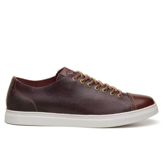 Belvedere Mens Abreno Burgundy & Cognac Calf Leather Sneakers 050 (BV2500)-AmbrogioShoes