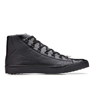 Belvedere Men's Angelo Shoes Black Genuine Crocodile and Calf-Skin Leather Sneakers 33683 (BV2811)-AmbrogioShoes
