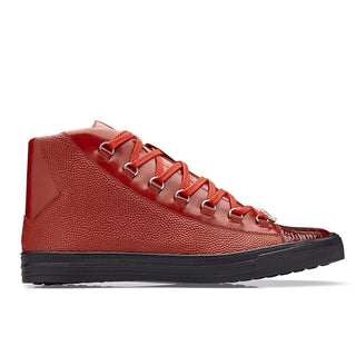 Belvedere Men's Angelo Shoes Red Genuine Crocodile and Calf-Skin Leather Sneakers 33683 (BV2812)-AmbrogioShoes