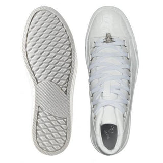 Belvedere Men's Angelo Designer Shoes White Genuine Crocodile and Calf-Skin Leather Sneakers 33683 (BV2813)-AmbrogioShoes