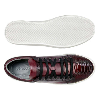 Belvedere Mens Anthony Wine Safari Genuine Ostrich & Soft Calf Sneakers Y03 (BV2509)-AmbrogioShoes