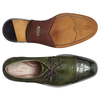 Belvedere Men's Bala Shoes Emerald Safari Alligator and Calf-Skin Cap Toe Oxfords 53F (BV2805)-AmbrogioShoes