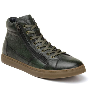 Belvedere Mens Baltazar Green Calf Leather Sneakers 030 (BV2511)-AmbrogioShoes