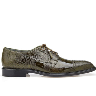 Belvedere Men's Batta Shoes Olive Genuine Ostrich Oxfords 14006 (BV2512)-AmbrogioShoes