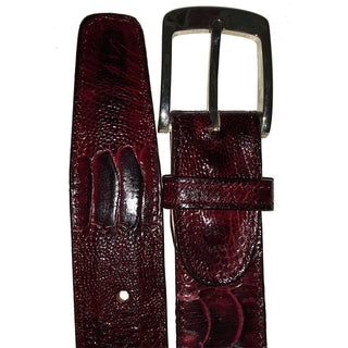 Belvedere Men's Belt Antique Scarlet Red Wine Ostrich Leg 2000 (BVB2728)-AmbrogioShoes