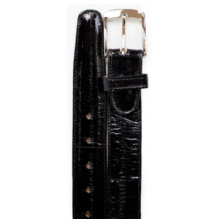 Belvedere Men's Belt Black GenuineEel 2002 (BVB2720)-AmbrogioShoes