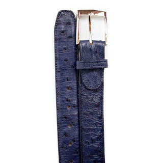 Belvedere Men's Belt Blue Navy Ostrich Quill 2001 (BVB2738)-AmbrogioShoes