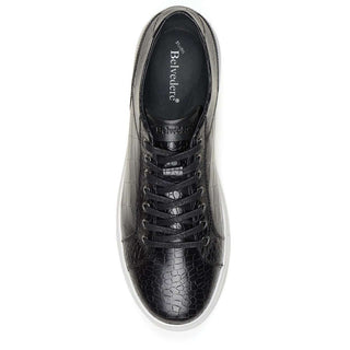 Belvedere Mens Bernardo Black Stamped Calf Leather Sneakers 060 (BV2516)-AmbrogioShoes