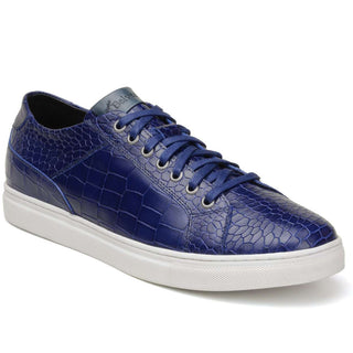 Belvedere Mens Bernardo Blue Stamped Calf Leather Sneakers 060 (BV2518)-AmbrogioShoes