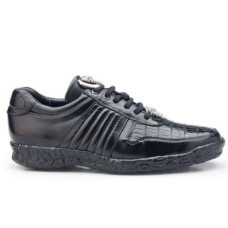 Belvedere Mens Black Crocodile & Soft Calf Sneakers 3000(BV2105)-AmbrogioShoes