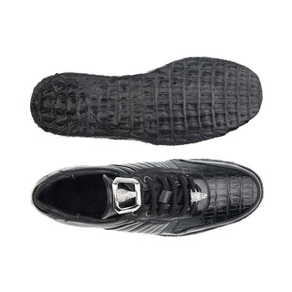 Belvedere Mens Black Crocodile & Soft Calf Sneakers 3000(BV2105)-AmbrogioShoes