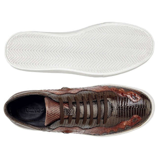 Belvedere Mens Corona Brown & Light Brown Genuine Crocodile & Lizard Sneakers Y04 (BV2520)-AmbrogioShoes