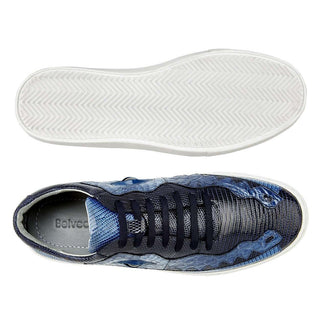 Belvedere Mens Corona Navy & Blue Jean Genuine Crocodile & Lizard Sneakers Y04 (BV2521)-AmbrogioShoes