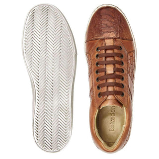 Belvedere Mens Ecco Antique Honey Woven Leather & Ostrich Sneakers Y11 (BV2608)-AmbrogioShoes