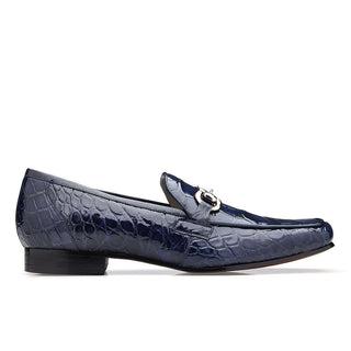 Belvedere Men's Gerald Shoes Blue Navy Genuine Alligator Slip-On Loafers 1024 (BV2823)-AmbrogioShoes