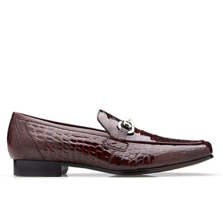 Belvedere Men's Gerald Shoes Burgundy Genuine Alligator Slip-On Lafers 1024 (BV2824)-AmbrogioShoes