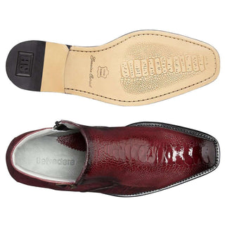 Belvedere Men's Gregg Shoes Scrarlet Red Ostrich Ankle Boots R18 (BV2802)-AmbrogioShoes