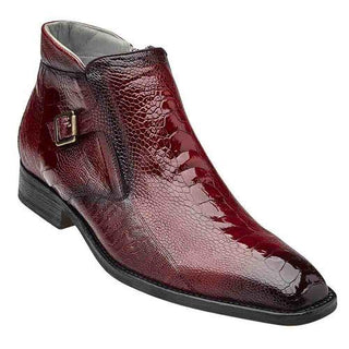 Belvedere Men's Gregg Designer Shoes Scrarlet Red Ostrich Ankle Boots R18 (BV2802)-AmbrogioShoes