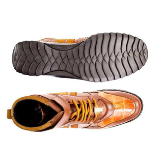 Belvedere Mens Honey Genuine Crocodile & Soft Calf High-Top Sneakers 96002 (BV2186)-AmbrogioShoes