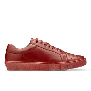 Belvedere Men's Jacob Shoes Red Genuine Ostrich and Calf-Skin Leather Sneakers Y14 (BV2816)-AmbrogioShoes