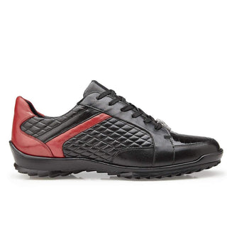 Belvedere Mens Joel Black Crocodile & Calf-skin Leather Sneakers 31606 (BV2610)-AmbrogioShoes