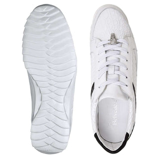 Belvedere Mens Joel White Crocodile & Calf-skin Leather Sneakers 31606 (BV2612)-AmbrogioShoes