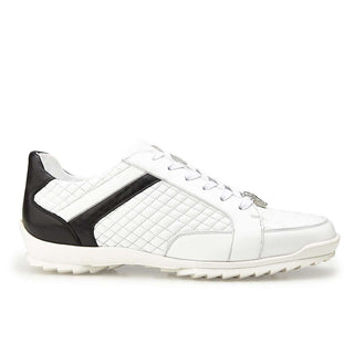 Belvedere Mens Joel White Crocodile & Calf-skin Leather Sneakers 31606 (BV2612)-AmbrogioShoes