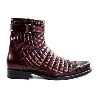 Belvedere Mens Libero Antique Wine Genuine Alligator & Soft Quilted Leather Boots 819 (BV2156)-AmbrogioShoes