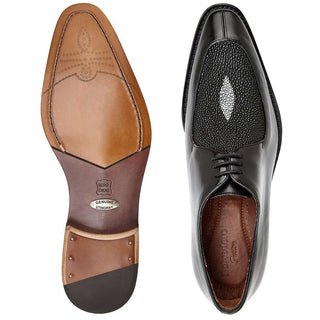 Belvedere Mens Mario Black Stingray & Calf-skin Leather Oxfords 3B9 (BV2616)-AmbrogioShoes