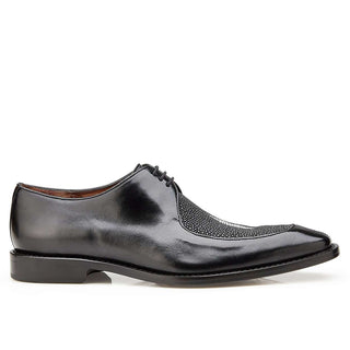 Belvedere Mens Mario Black Stingray & Calf-skin Leather Oxfords 3B9 (BV2616)-AmbrogioShoes