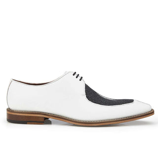 Belvedere Mens Mario Black & White Stingray & Calf-skin Leather Oxfords 3B9 (BV2615)-AmbrogioShoes