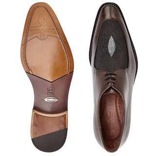 Belvedere Mens Mario Brown Stingray & Calf-skin Leather Oxfords 3B9 (BV2617)-AmbrogioShoes