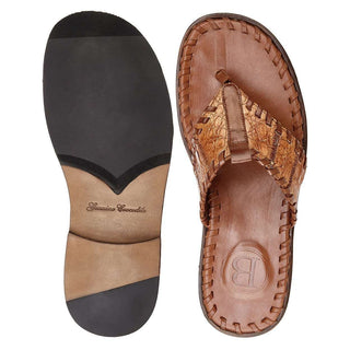 Belvedere Mens Merlin Honey Crocodile Patchwork Sandals H01 (BV2620)-AmbrogioShoes