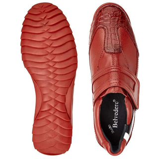 Belvedere Mens Mikele Red Crocodile & Calf-skin Leather Sneakers 37608 (BV2622)-AmbrogioShoes