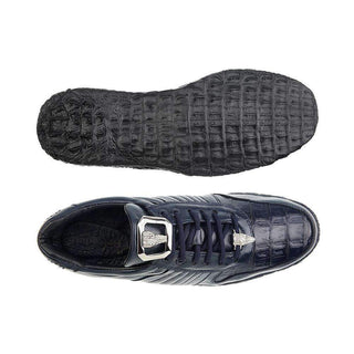 Belvedere Mens Navy Crocodile & Soft Calf Sneakers 3000 (BV2107)-AmbrogioShoes