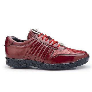 Belvedere Mens Red Crocodile & Soft Calf Sneakers 3000 (BV2106)-AmbrogioShoes