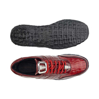 Belvedere Mens Red Crocodile & Soft Calf Sneakers 3000 (BV2106)-AmbrogioShoes