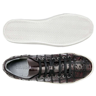 Belvedere Mens Santo Black Cherry Genuine Crocodile Sneakers Y02 (BV2530)-AmbrogioShoes