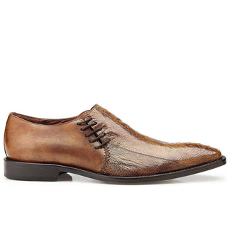 Belvedere Mens Savana Antique Almond Ostrich & Calf-skin Leather Side-laced Oxfords 3B7 (BV2626)-AmbrogioShoes