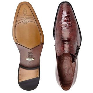 Belvedere Mens Savana Antique Wine Ostrich & Calf-skin Leather Side-laced Oxfords 3B7 (BV2628)-AmbrogioShoes