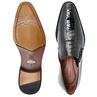 Belvedere Mens Savana Black Ostrich & Calf-skin Leather Side-laced Oxfords 3B7 (BV2625)-AmbrogioShoes