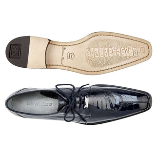 Belvedere Men's Siena Navy Genuine Ostrich Leg Oxfords 1463 (BV2532)-AmbrogioShoes