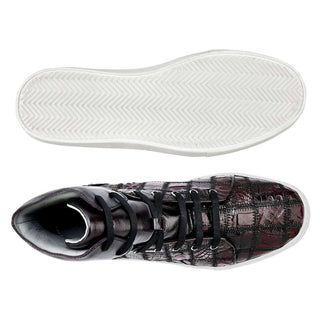 Belvedere Mens Vero Black Cherry Genuine Crocodile Sneakers Y01 (BV2538)-AmbrogioShoes