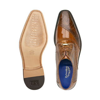 Belvedere Nino 0B4 Shoes Men's Antique Camel Eel Ostrich Split Toe Oxfords (BV1001)-AmbrogioShoes