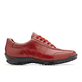 Belvedere Orfeo Men's Shoes Red Caiman Crocodile & Calf-Skin Leather Sneakers 31006 (BV2842)-AmbrogioShoes
