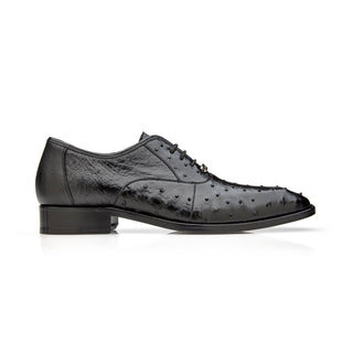 Belvedere Orlando D01 Men's Shoes Black Genuine Ostrich Formal Oxfords (BV3136)-AmbrogioShoes