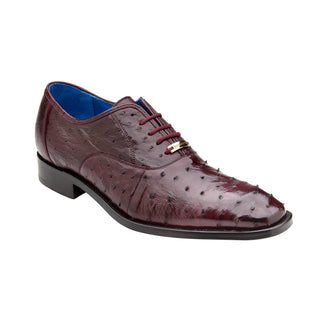 Belvedere Orlando D01 Men's Shoes Burgundy Genuine Ostrich Formal Oxfords (BV3137)-AmbrogioShoes