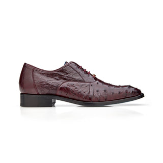 Belvedere Orlando D01 Men's Shoes Burgundy Genuine Ostrich Formal Oxfords (BV3137)-AmbrogioShoes